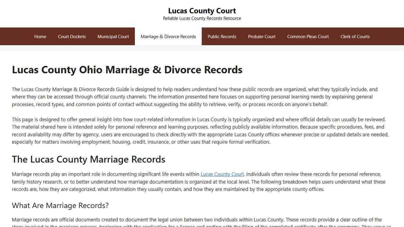 Lucas County Ohio Marriage & Divorce Records - Lucas County Court