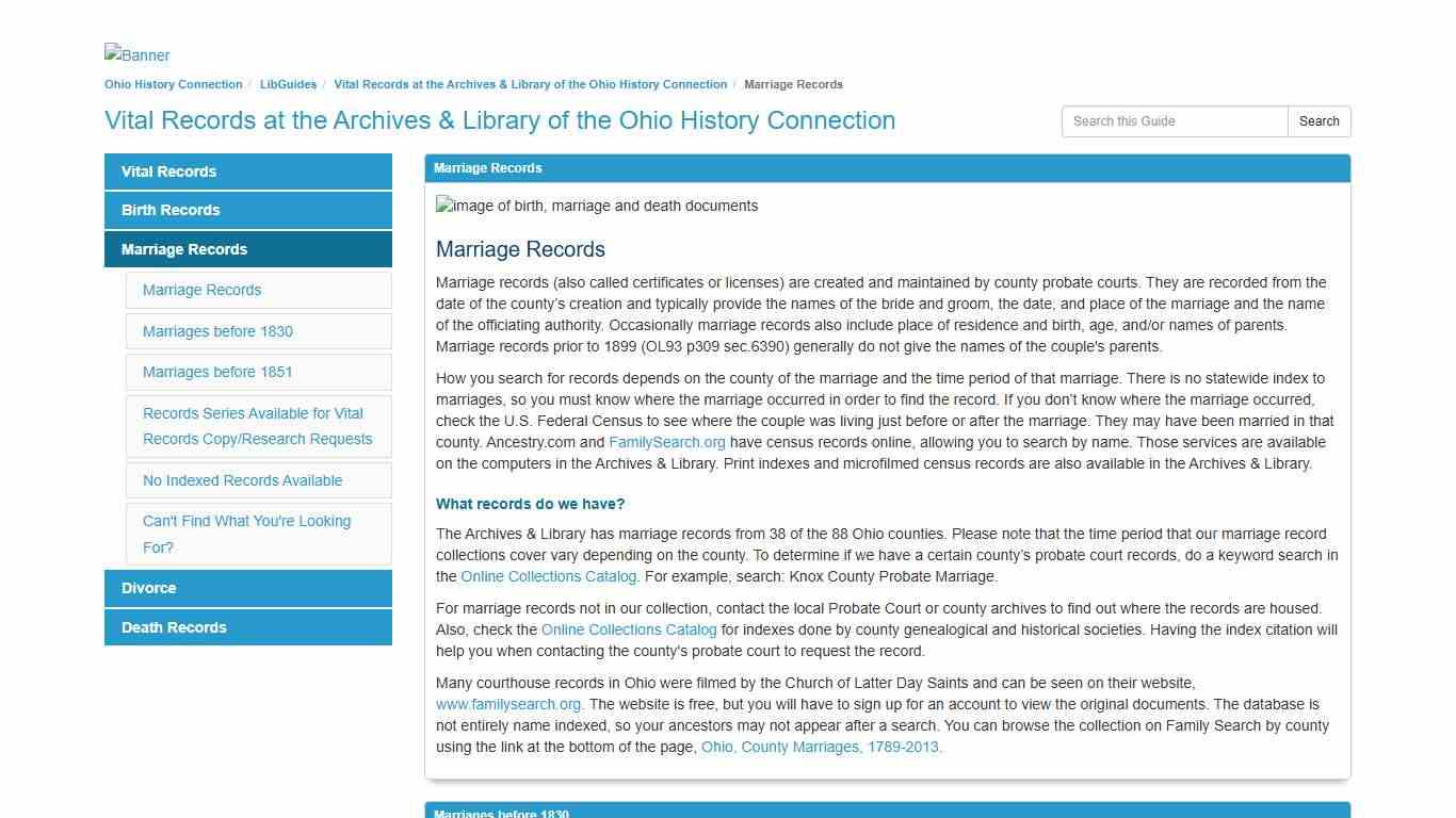 Marriage Records - Vital Records at the Archives & Library of the Ohio History Connection - LibGuides at Ohio History Connection